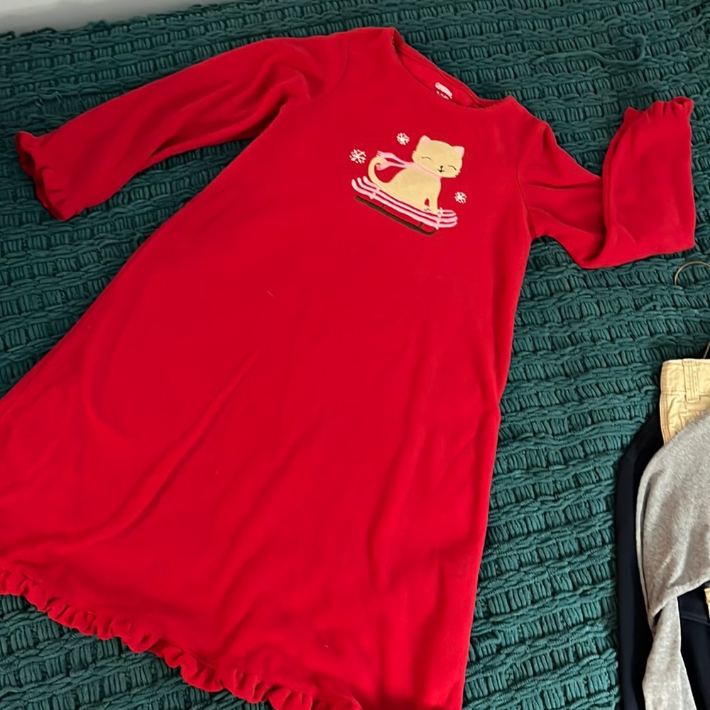 Gymboree Red Cat on Sleigh Nightgown